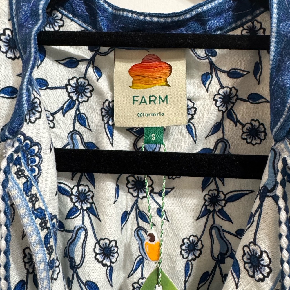Farm Rio Off-White Palm Tree Beach Mini Dress - Picture 3 of 6